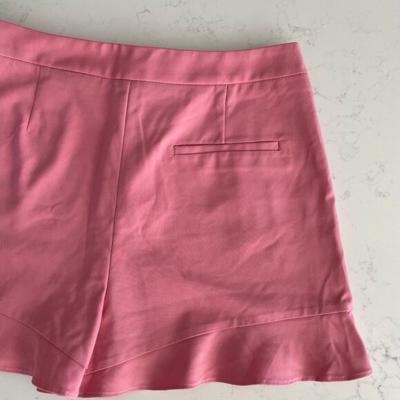 Zara Hi Waist Casual Cotton Poly Blend Frill Flounce Shorts Pink Sz L - Picture 6 of 10